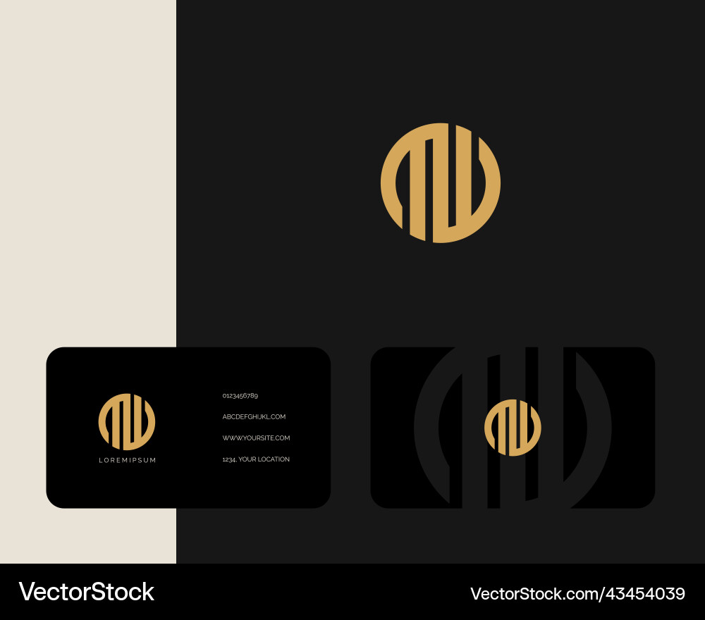 Letter m w logo design with business card Vector Image