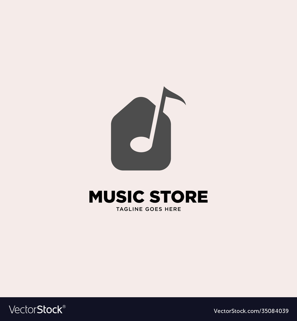 Music store logo template Royalty Free Vector Image