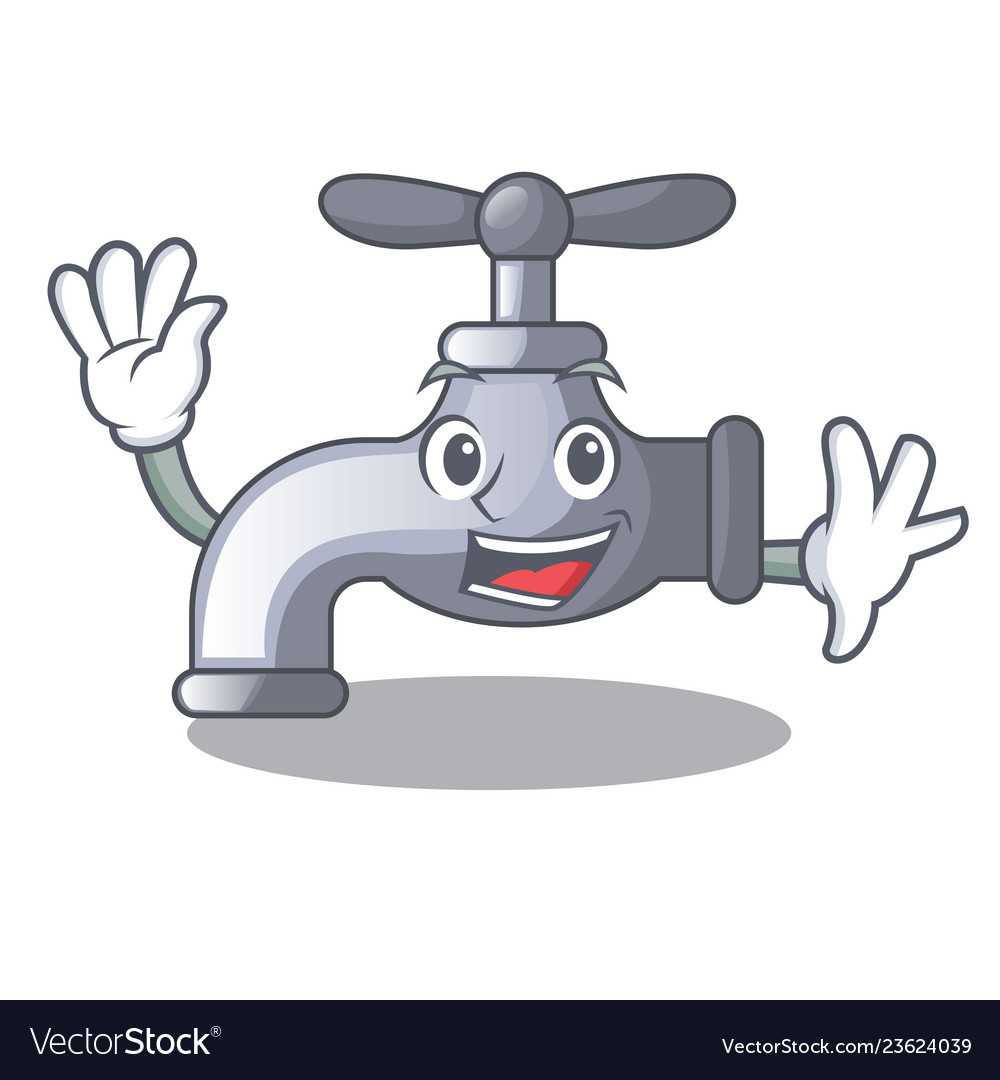 Waving water tap installed in cartoon bathroom Vector Image Waving water tap installed in cartoon bathroom Vector Image