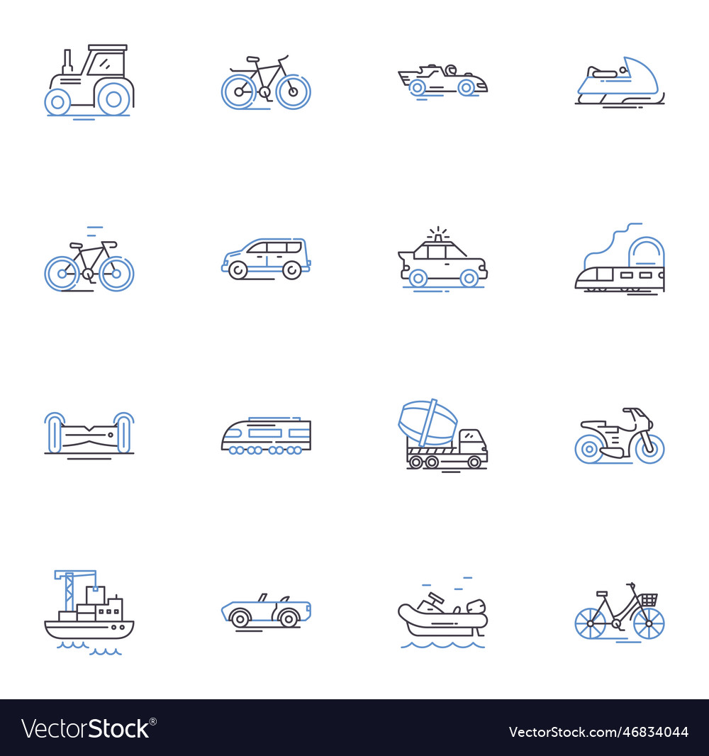 Commuting Line Icons Collection Traffic Subway Vector Image