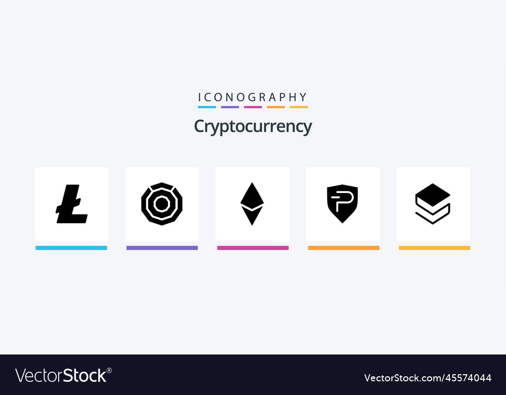 Cryptocurrency glyph 5 Icon Pack mit Münze