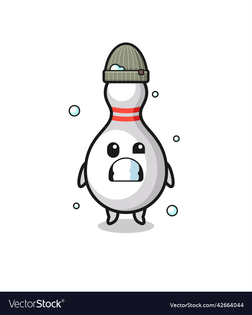 Cute cartoon bowling pin with shivering expression