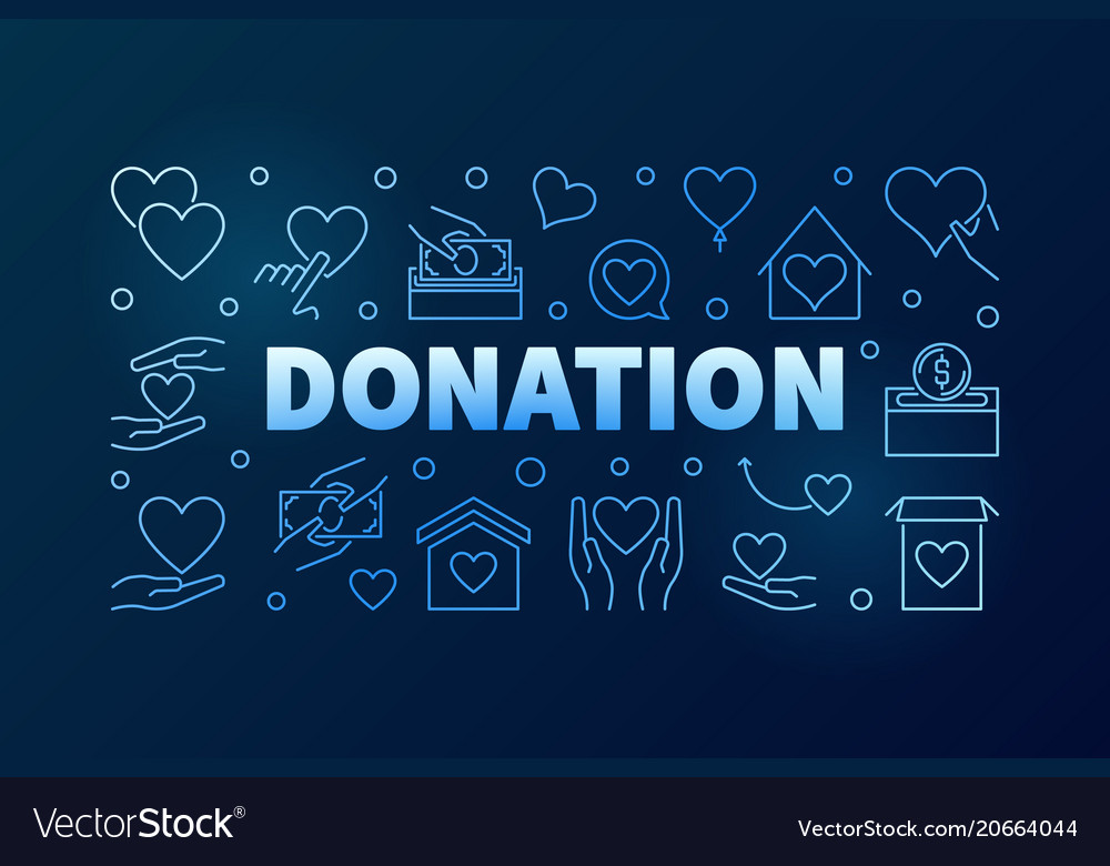 Donation blue modern line horizontal banner Vector Image