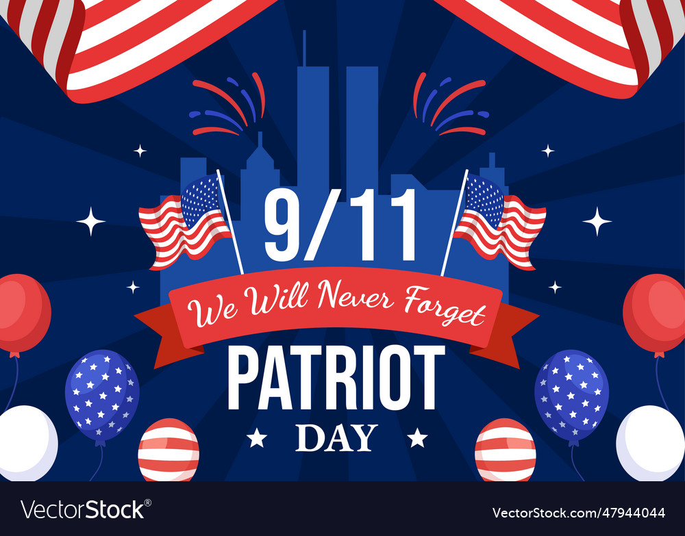 Happy usa patriot day with united states flag 911 Vector Image