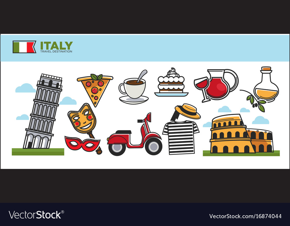 Italy travel destination promotional poster Vector Image