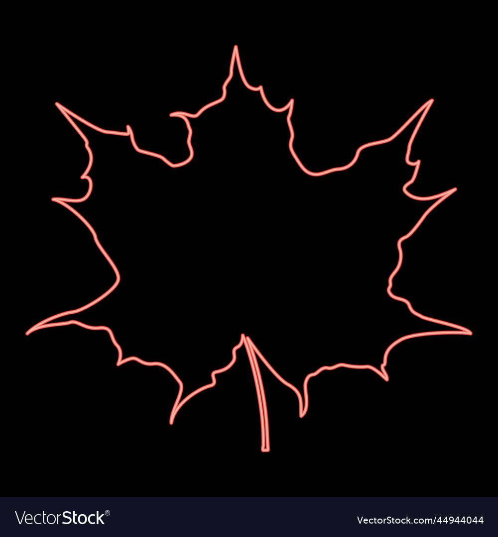 Neon maple leaf silhouette icon black color