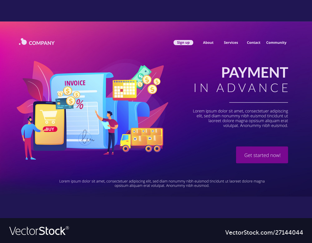 Prepayment terms concept landing page Royalty Free Vector