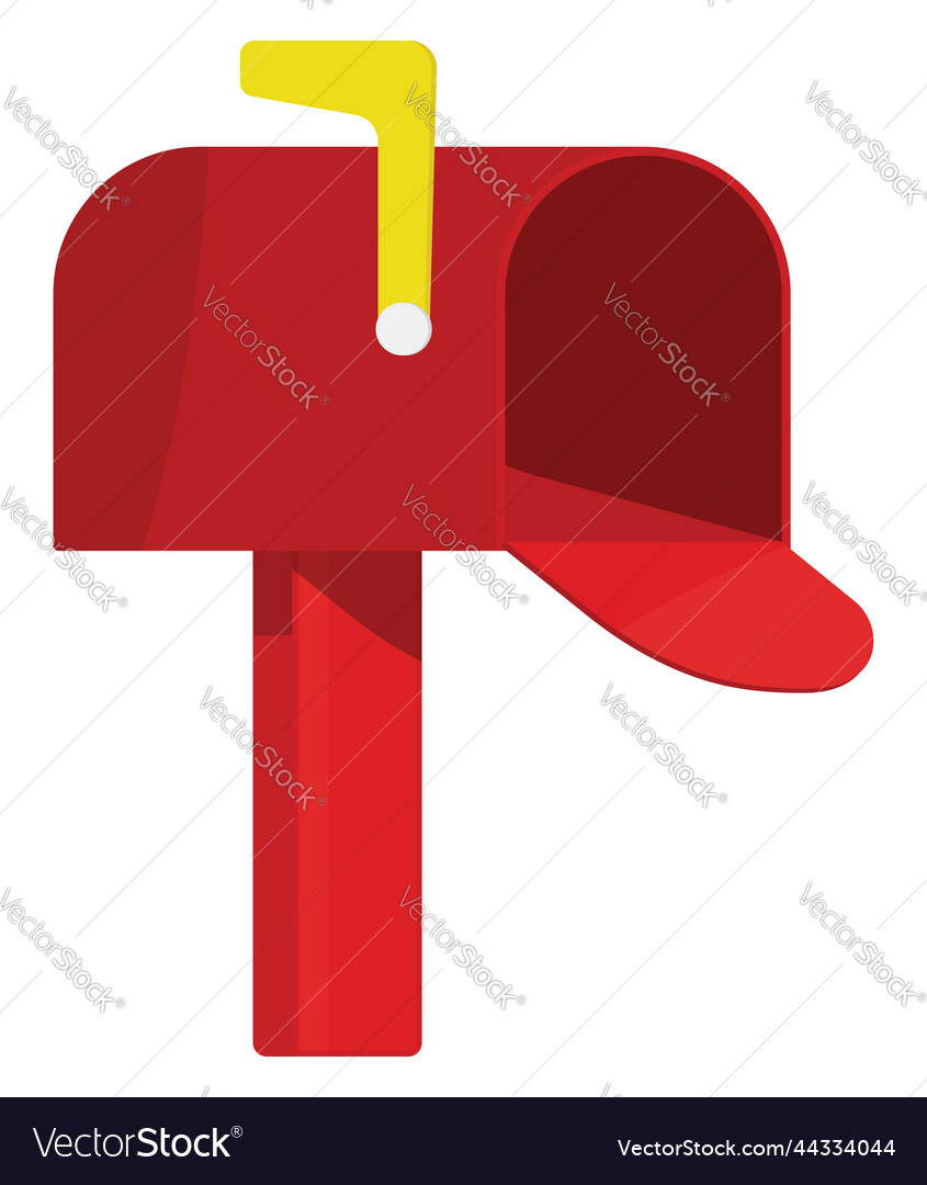 Red mailbox on a white background