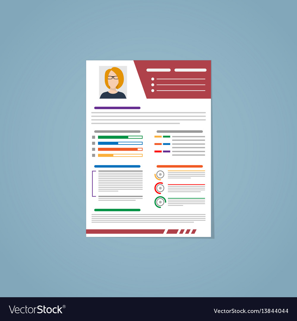 Resume with a red strip Royalty Free Vector Image