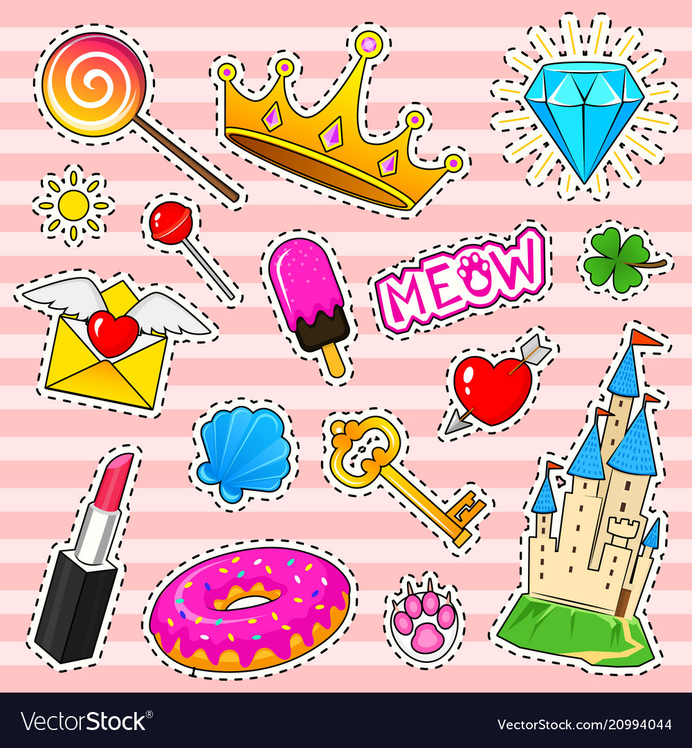 Vector Set Of Cute Fun Templates With Frames,patches,stickers In