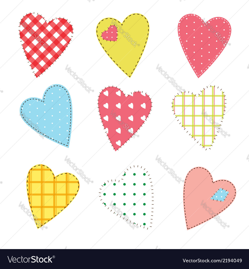 Stitched hearts Royalty Free Vector Image - VectorStock