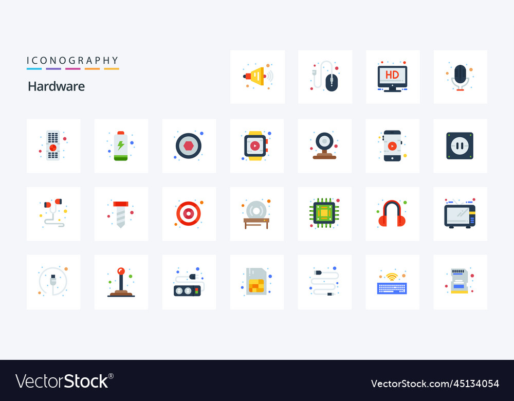 25 hardware flat color icon pack icons