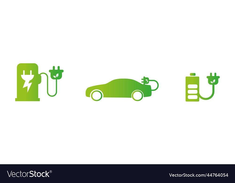 Electric car with plug icon symbol ev Royalty Free Vector