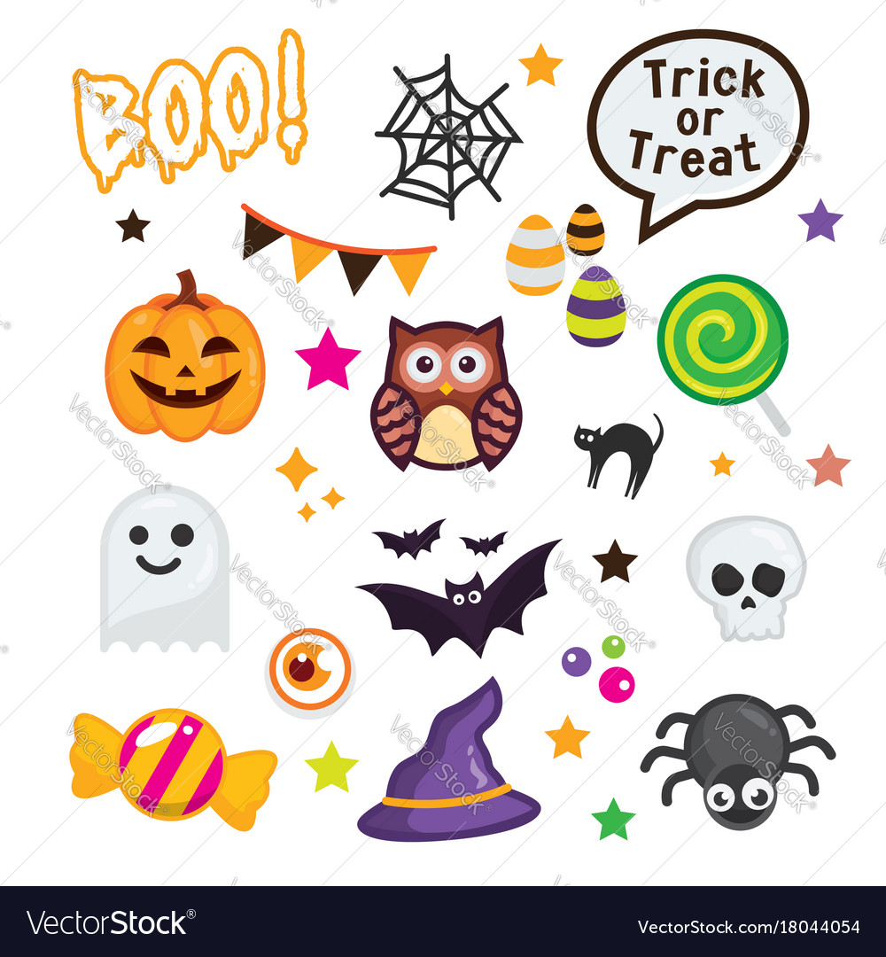 Happy halloween elements on white background Vector Image