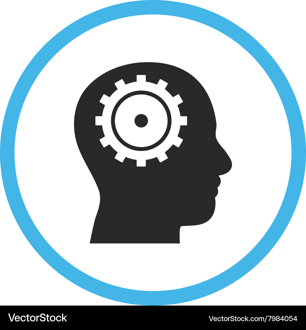 Intellect flat rounded icon Royalty Free Vector Image