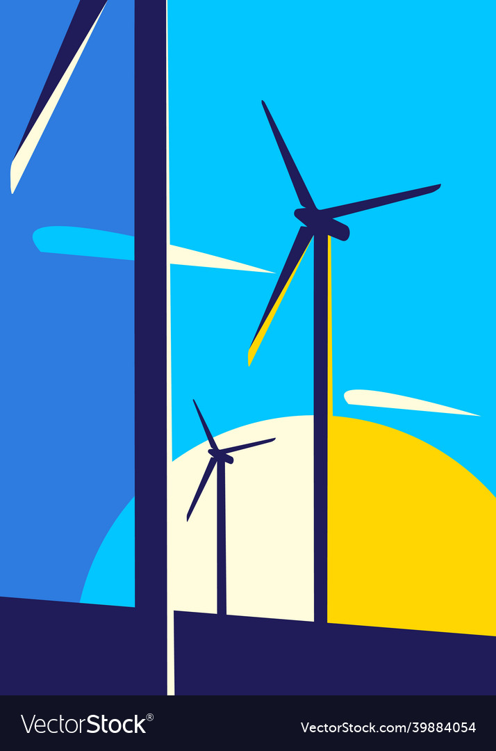 Poster with wind power stations