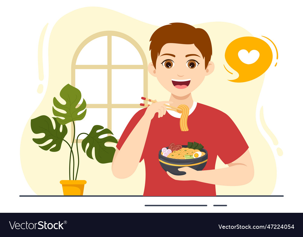 Ramen of japanese food with noodle chopsticks Vector Image