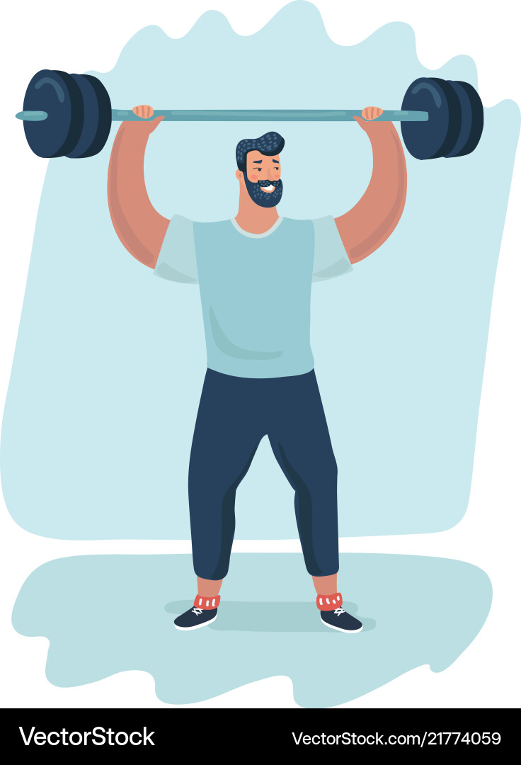 A handsome man lifting barbell Royalty Free Vector Image