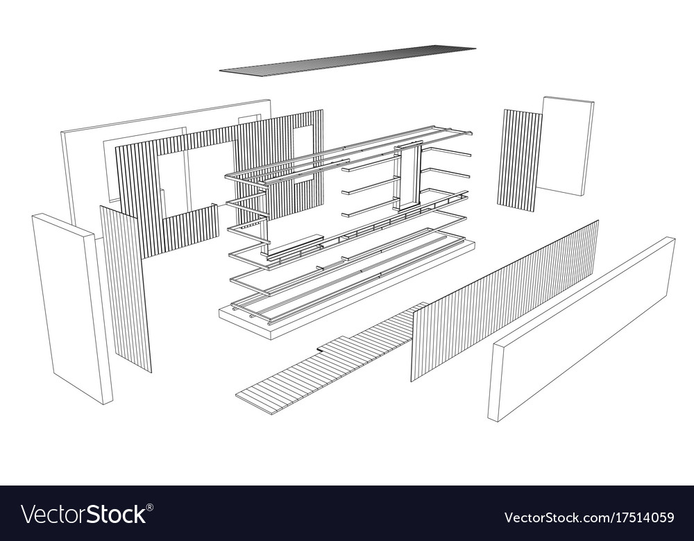 architect 3d drawing of balcony royalty free vector image