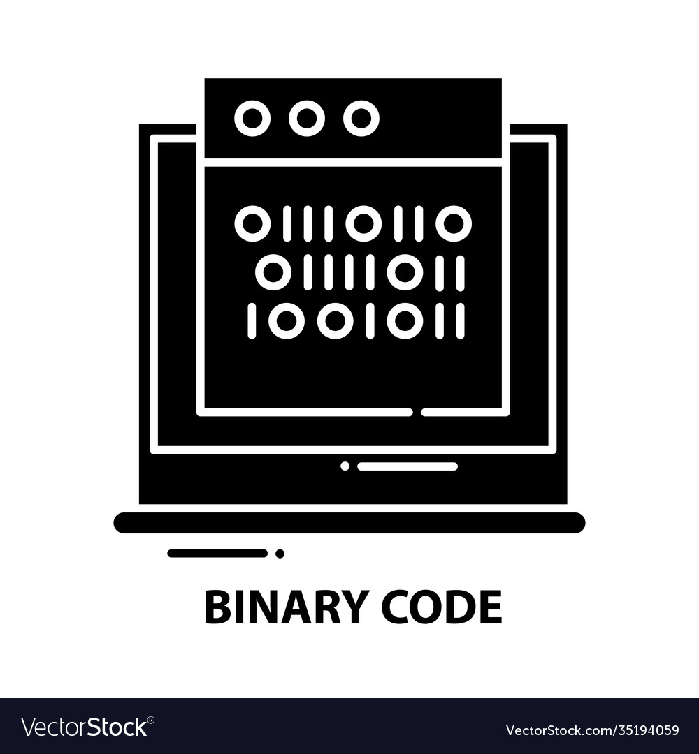 Binary code icon black sign with editable Vector Image