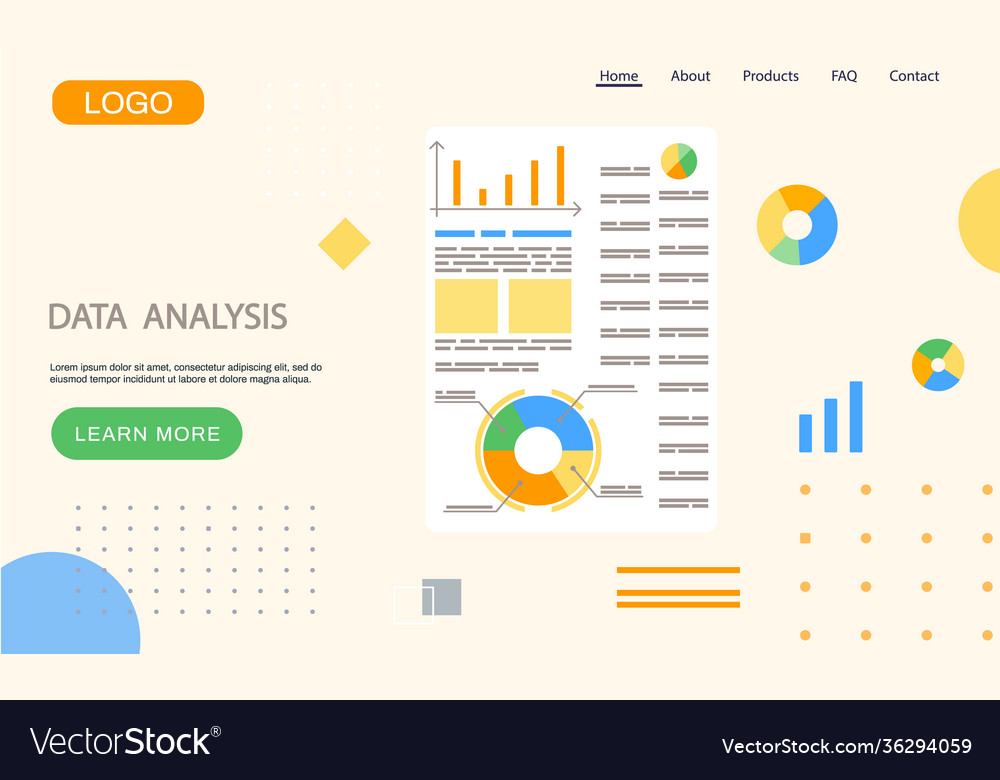 Data Analysis Landing Page Template Research Vector Image 6991