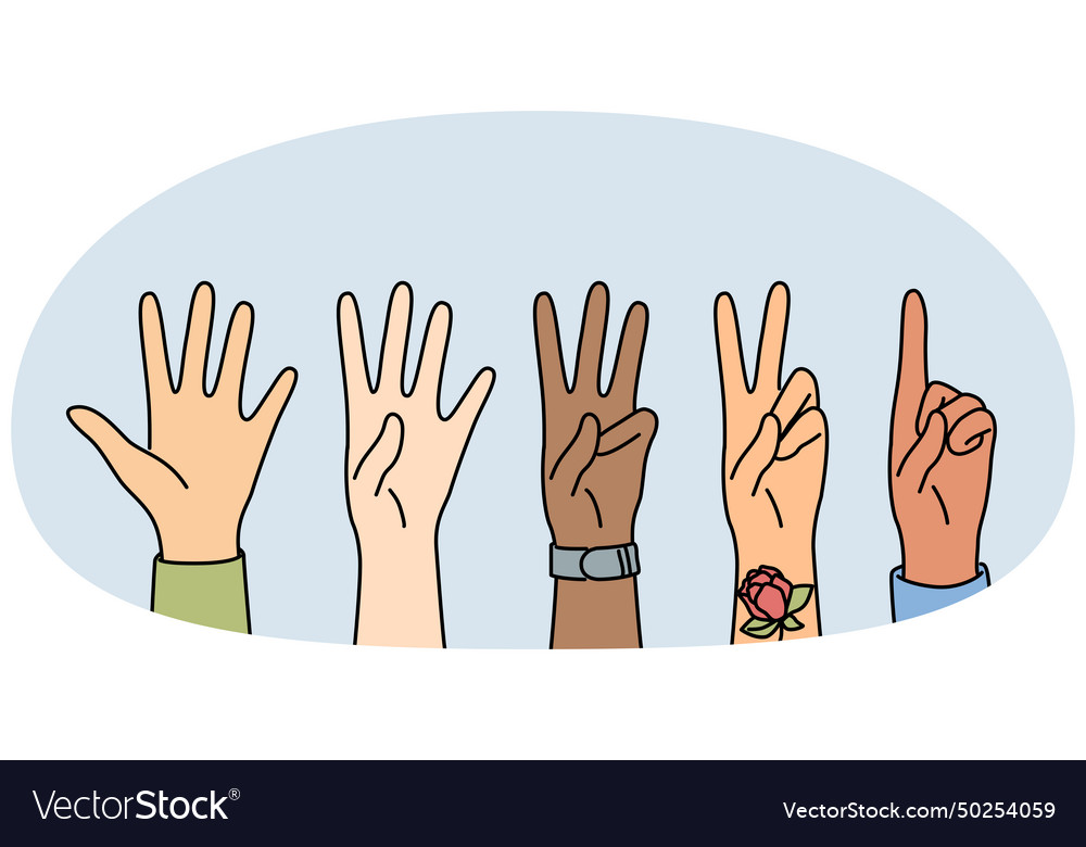 Diverse people hands showing gestures Royalty Free Vector