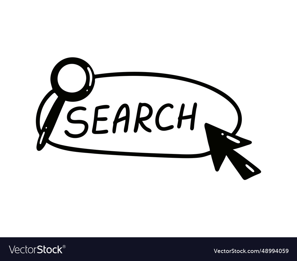 Doodle search bar with pointer and magnifying