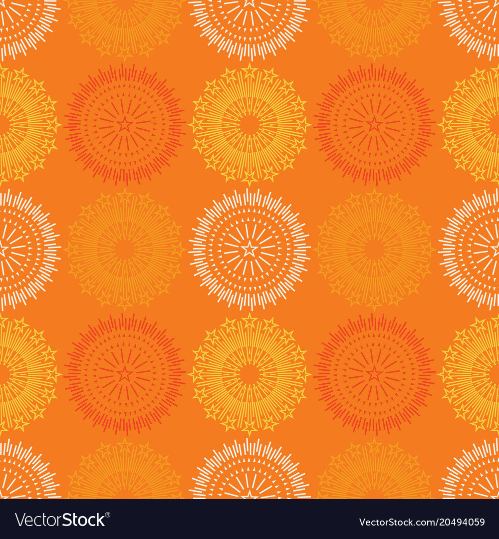 Fire work flowers symmetry seamless pattern