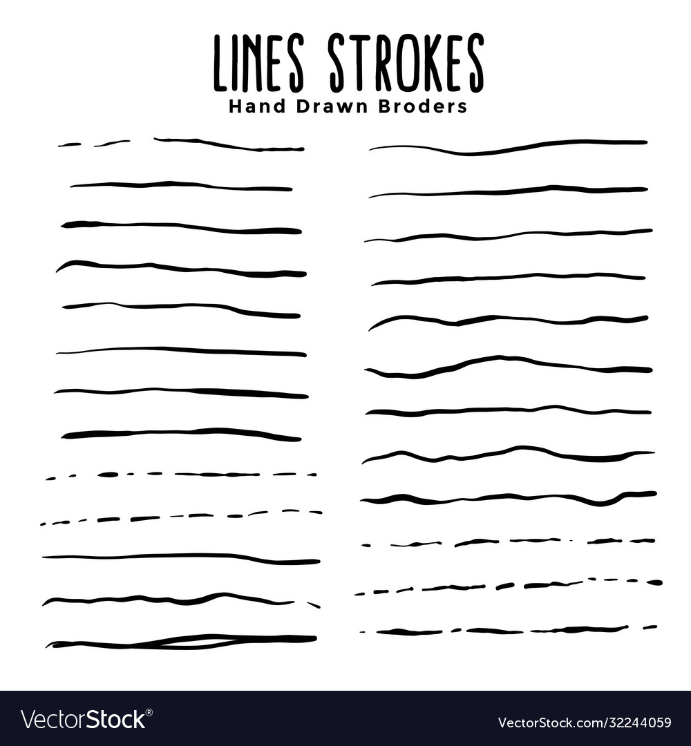 Hand drawn lines strokes brushes design set