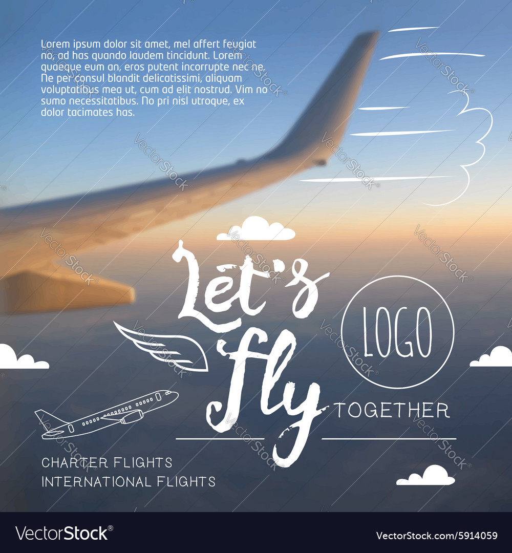 Lets fly typographic airline poster Royalty Free Vector