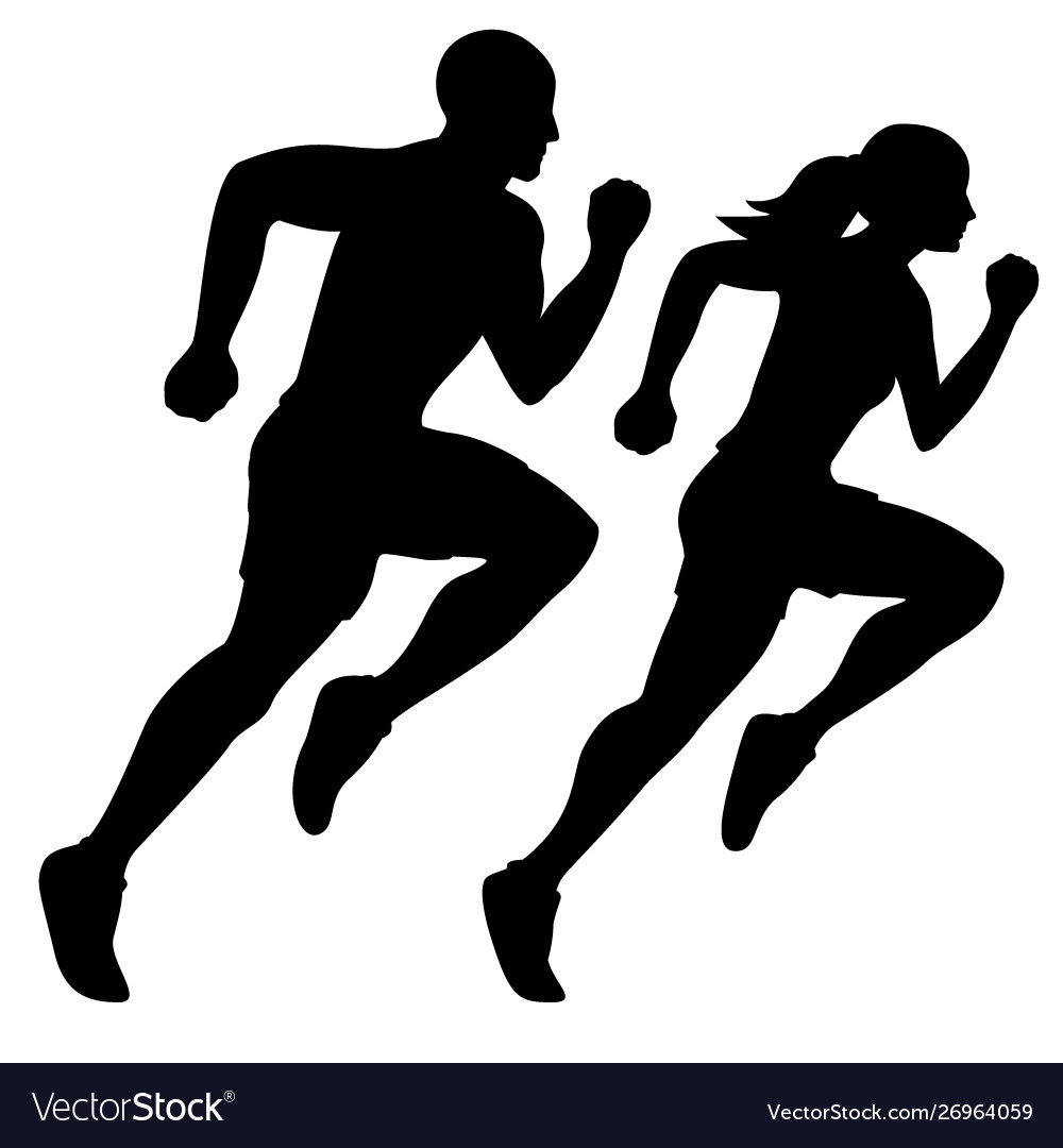 Male runner and female runner silhouette Vector Image