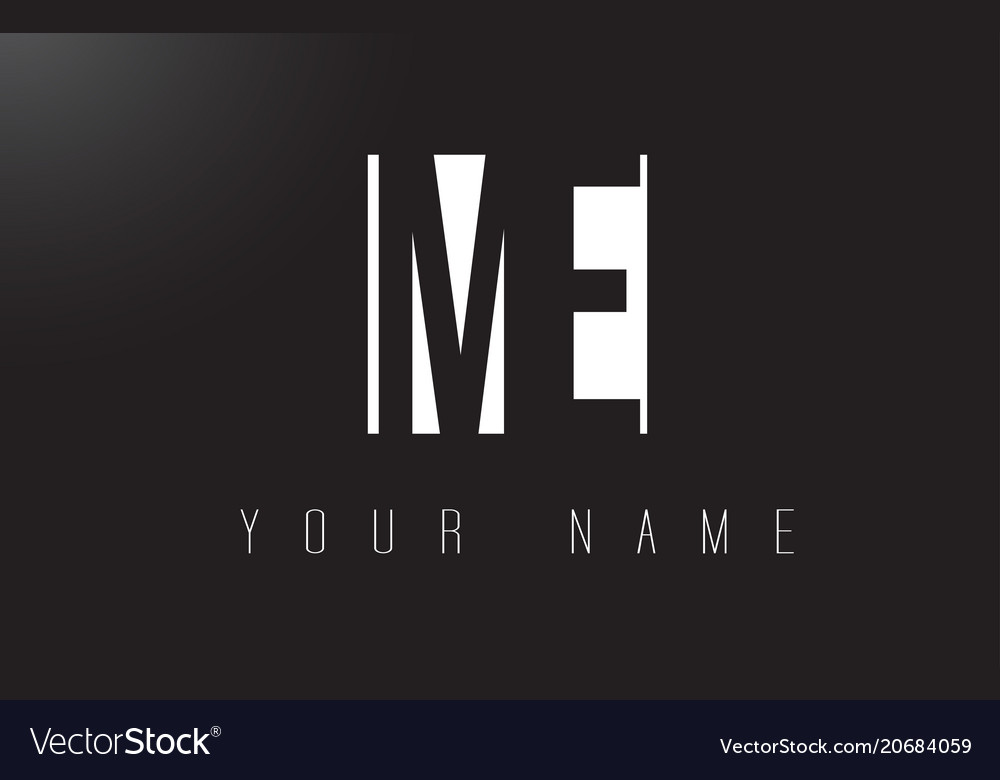 Me letter logo with black and white negative