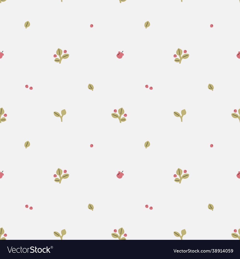 Minimalistic airy pattern with lingonberry berries