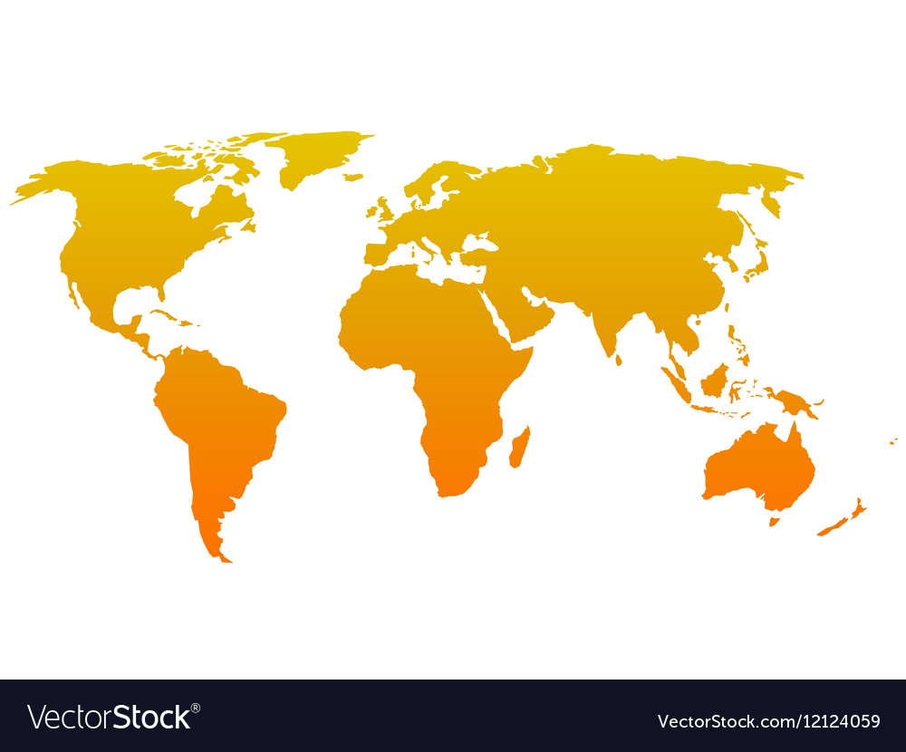 simple images of the world map Orange Silhouette Of World Map Simple Flat Vector Image simple images of the world map