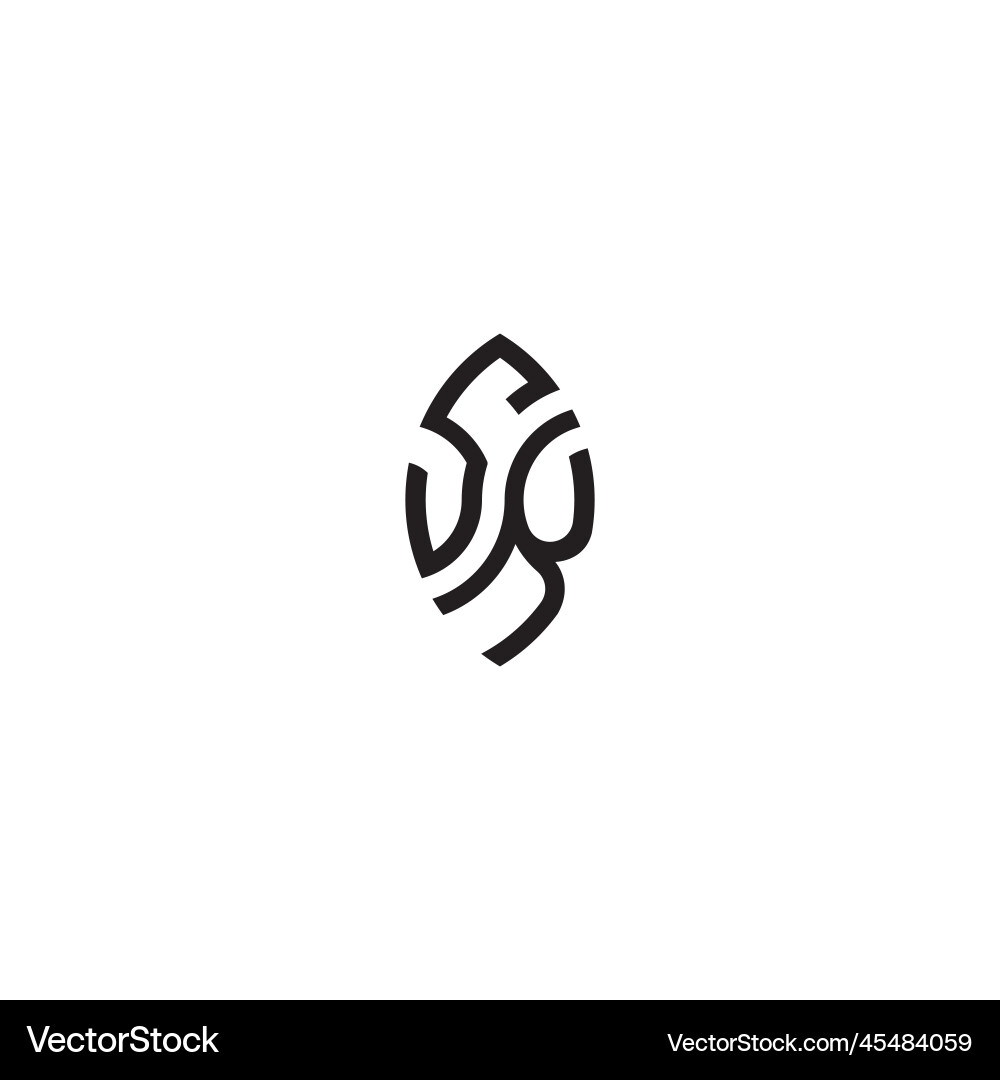 Sk leaf shape line initial concept with high Vector Image