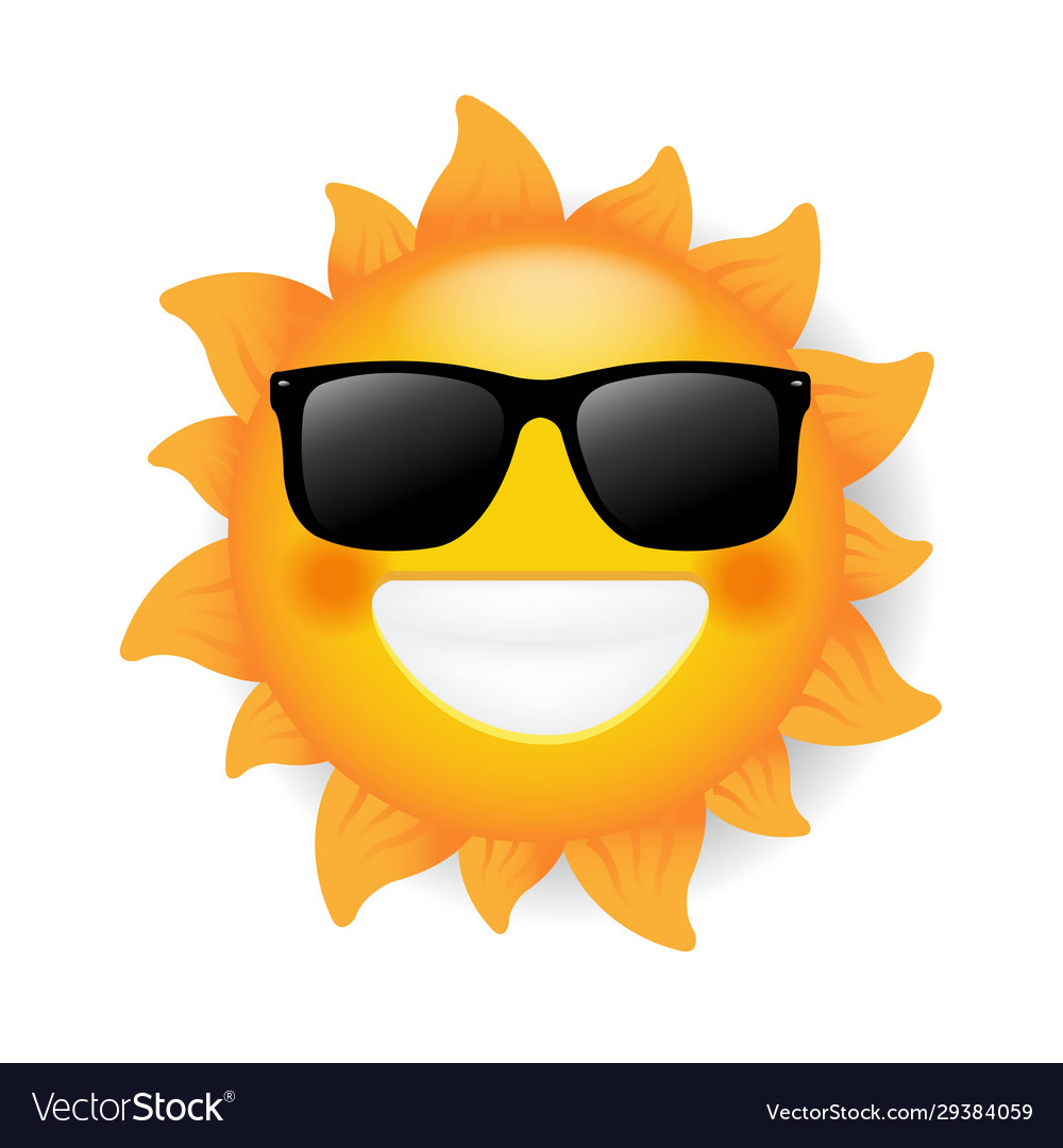 Sun with sunglasses isolated white background Vector Image