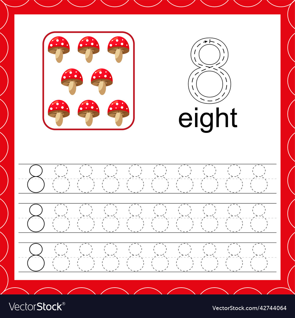 Cards with numbers for children trace the line Vector Image