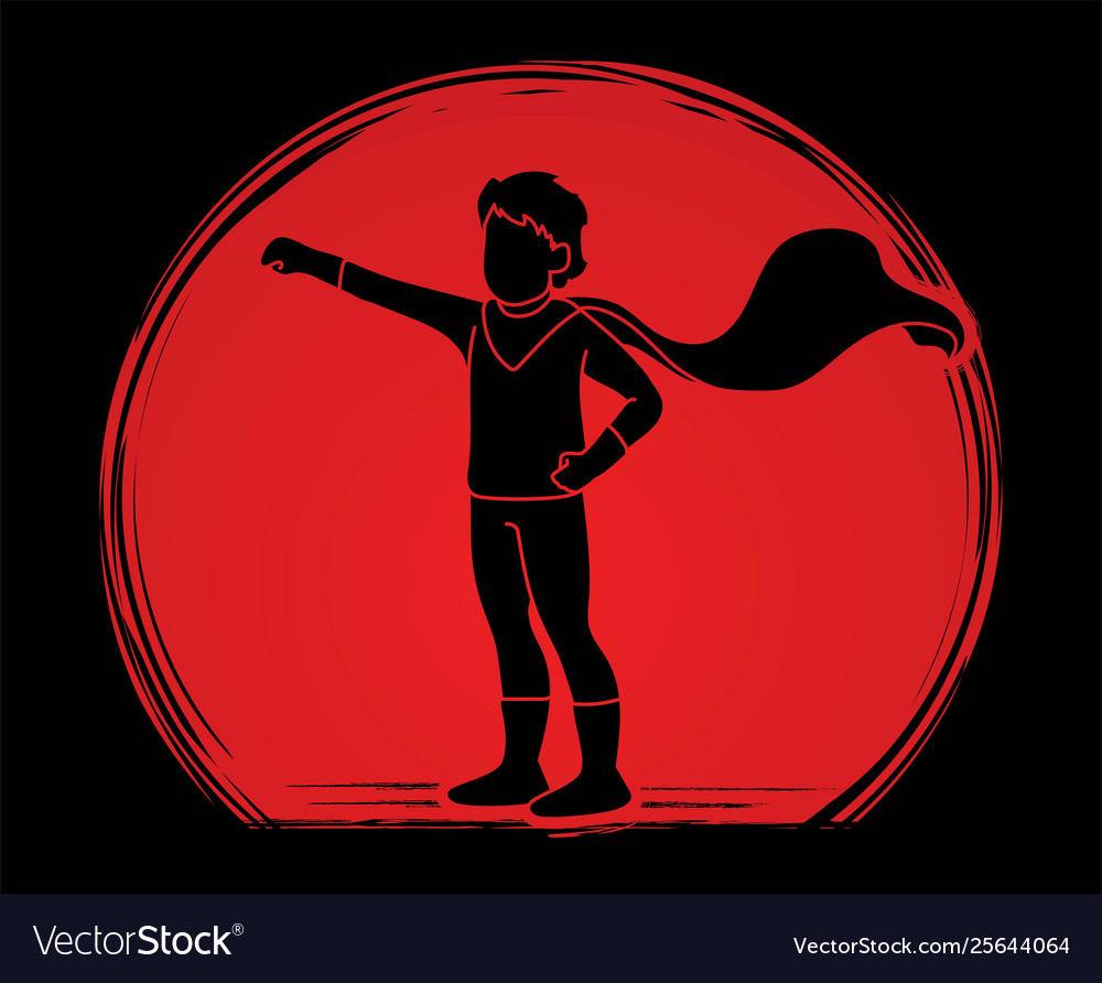 Vlittle super hero boy standing with costume Vector Image