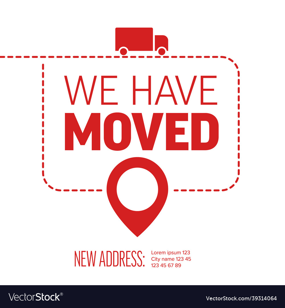 We have moved minimalistic red flyer template Vector Image