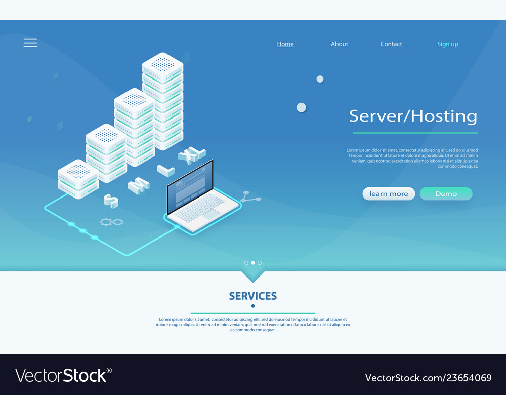 3d servers and data center connection network Vector Image