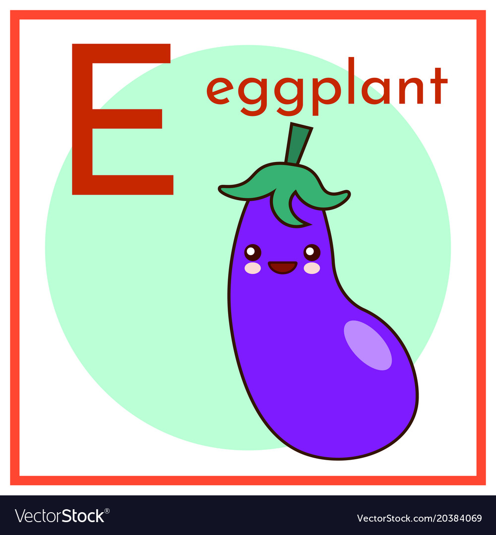 cartoon alphabet flashcard e is for eggplant flat alphabet flash cards download