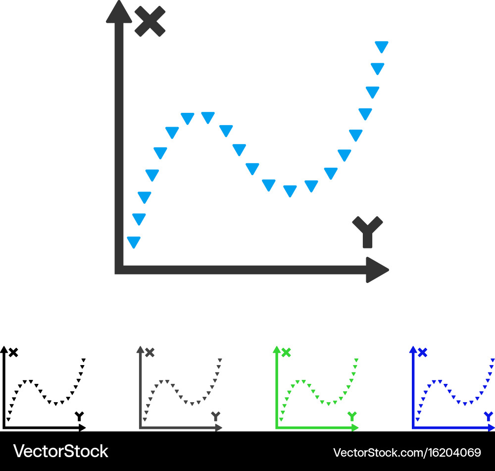 Dotted function graph flat icon Royalty Free Vector Image