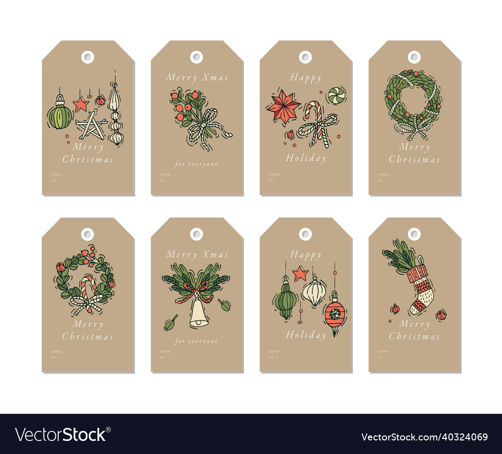 Linear design christmas greetings elements Vector Image