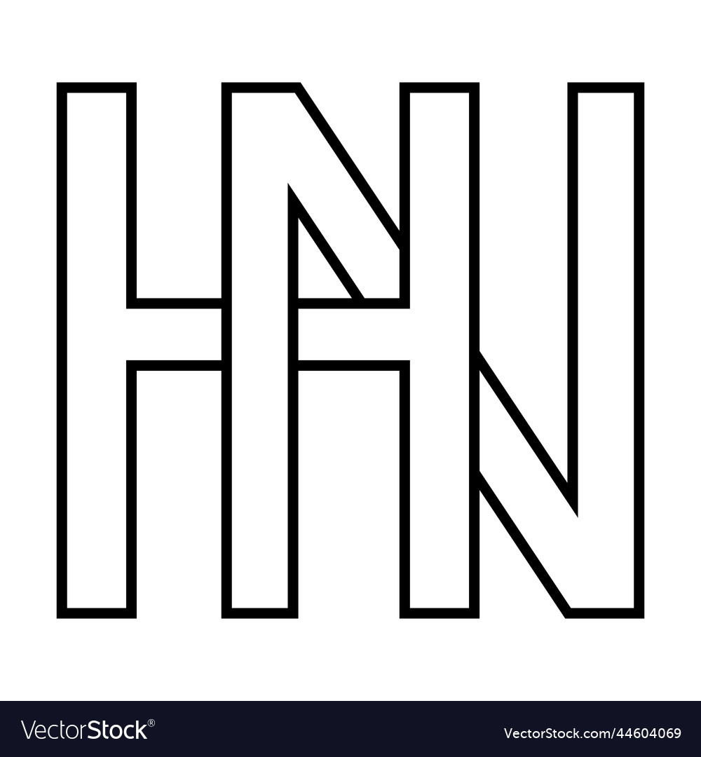 Logo Sign Hn Nh Icon Nft Interlaced Letters N H Vector Image