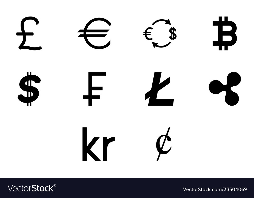 Geld Symbol schwarz Farbe setzen solide Stil Bild