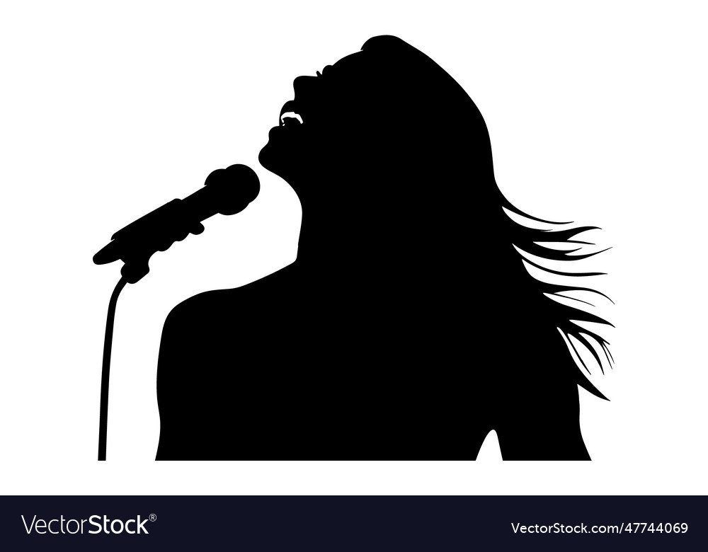 Silhouette of a woman singing on isolated Vector Image