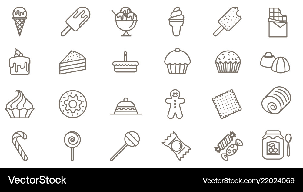 Sweets icon set Royalty Free Vector Image - VectorStock