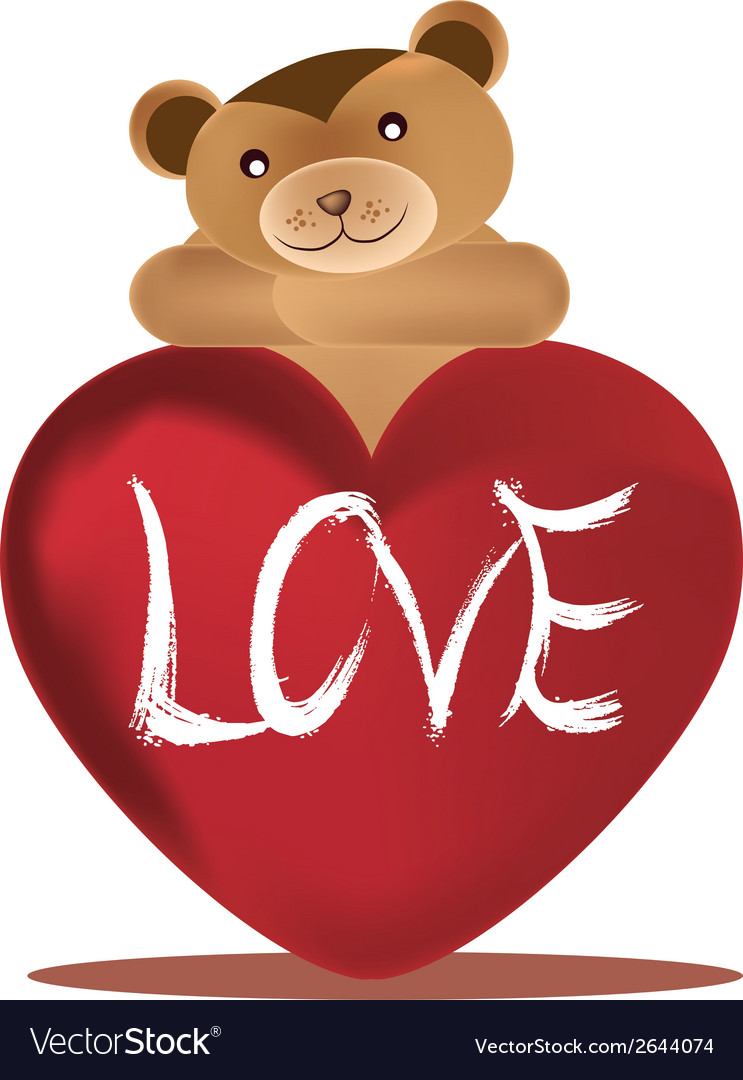 A single teddy bear hugging big red heart Vector Image A single teddy bear hugging big red heart Vector Image
