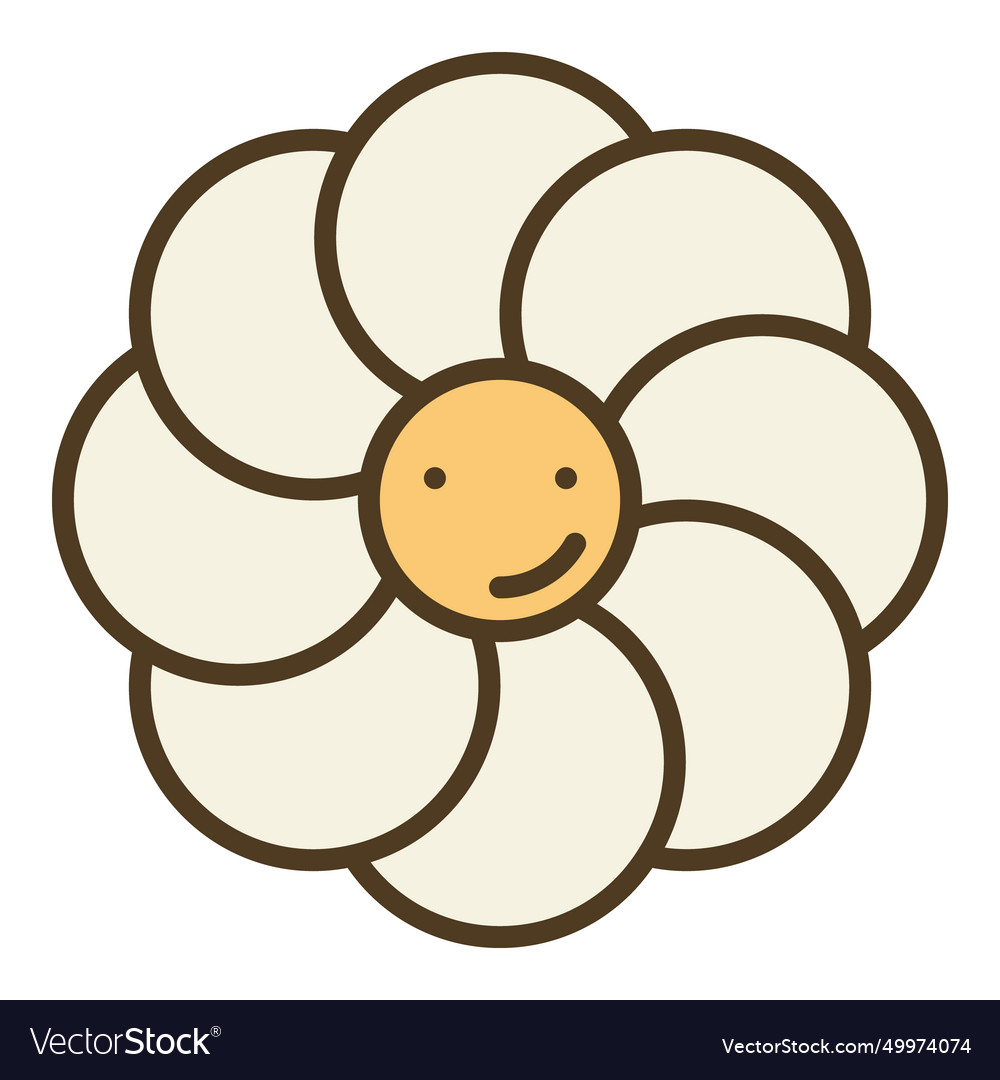 Beautiful flower with smiling face groovy style