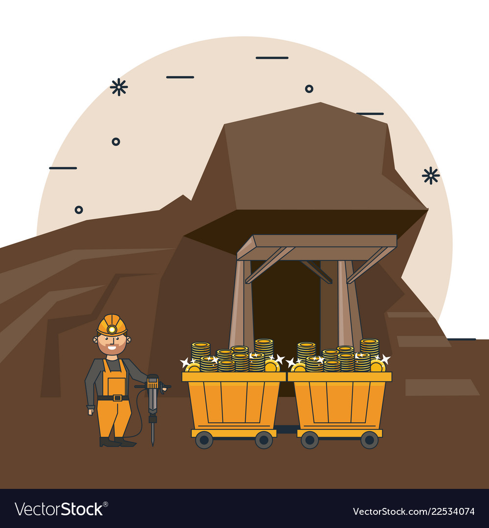 Bitcoin Mining Cartoons Royalty Free Vector Image